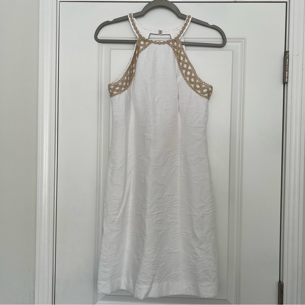 Women’s new Lilly Pulitzer resort white pearl stretch shift dress size 0